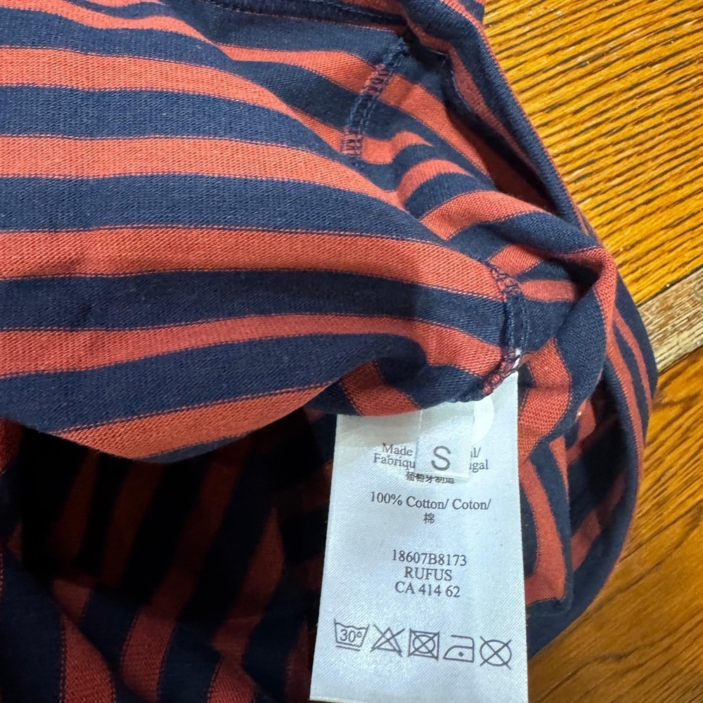 Bruuns Bazaar Rufus Men’s cotton Long Sleeve T-Shirt Striped Red & Blue NWT S - Picture 5 of 5